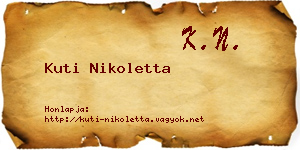 Kuti Nikoletta névjegykártya